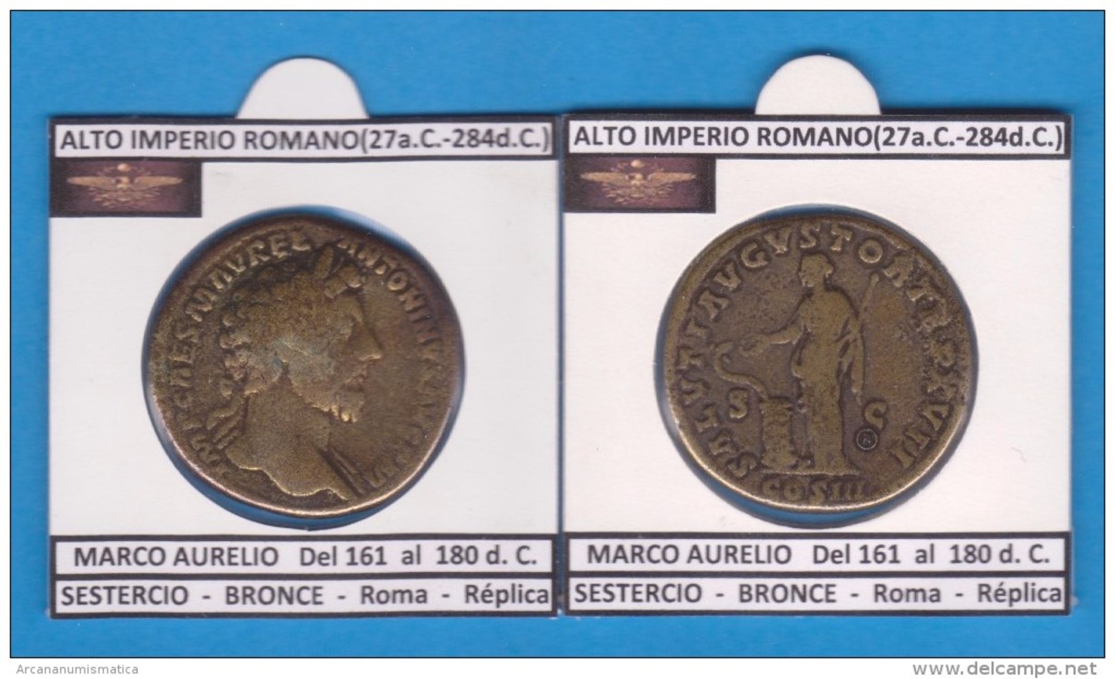 Hispania MARCO AURELIO Del 161 Al 180 D.C. SESTERCIO BRONCE Roma Réplica SC    T-DL-11.756 - Counterfeits