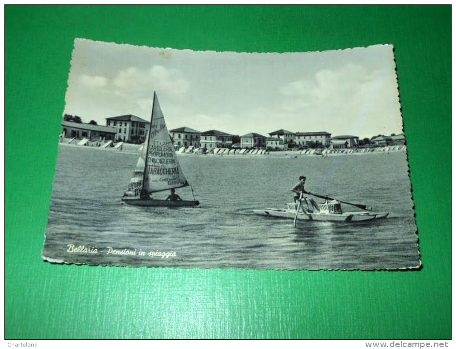 Cartolina Bellaria - Pensioni In Spiaggia 1952 - Rimini
