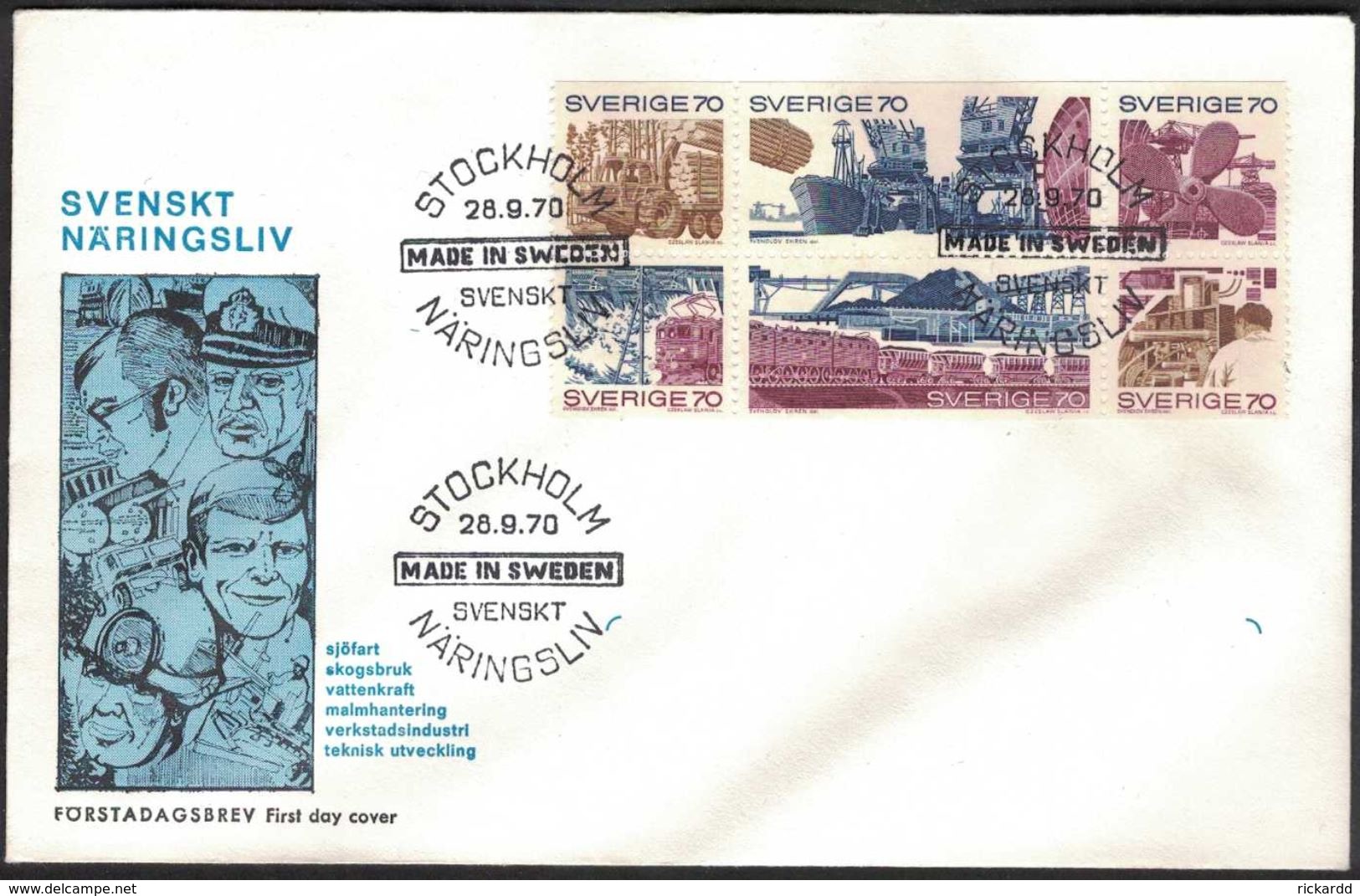 FDC 28/9 1970 Svenskt Näringsliv *ILLUSTRATED* - FDC