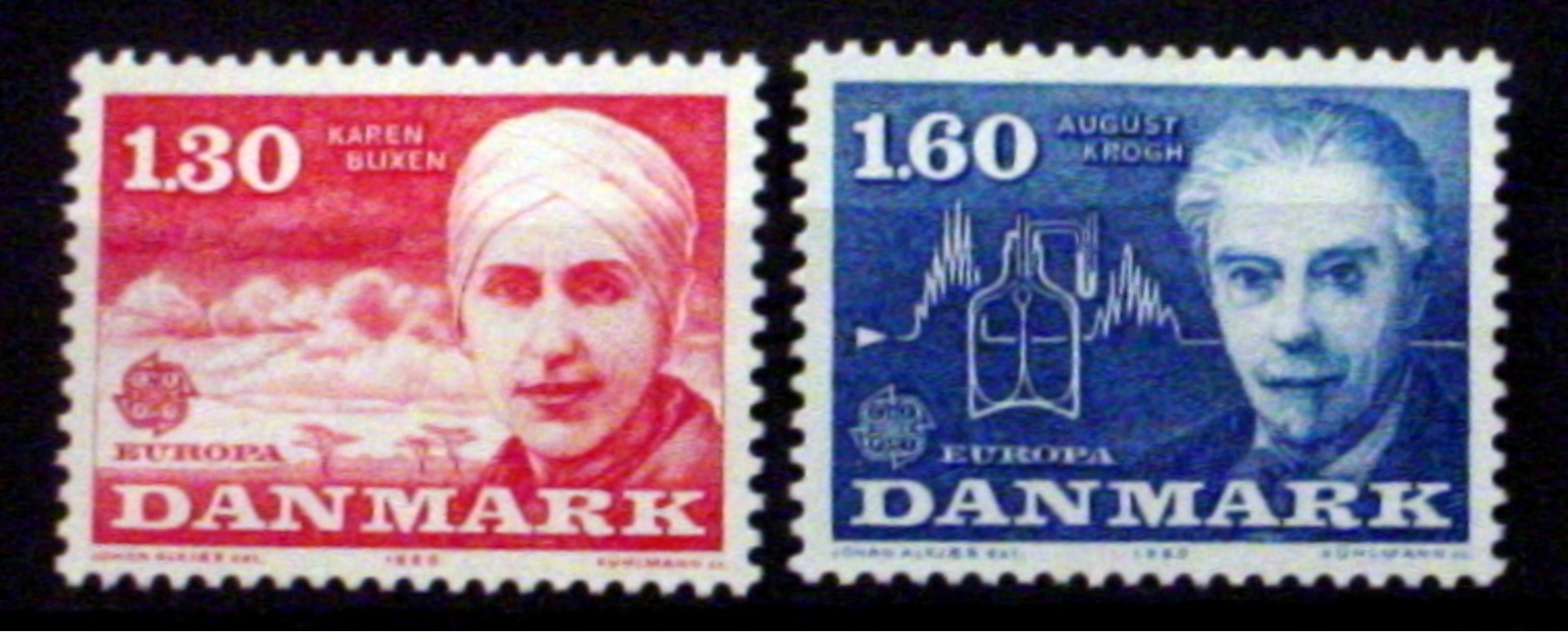 DENMARK # 664-665.  Europa - Blixen, Writer & Krogh, Psysiologist. MNH (**) - Unused Stamps