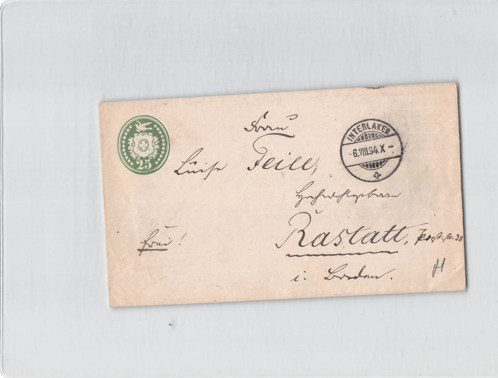 1681 03 HELVETIA INTERLAKEN - 1894 - Interi Postali