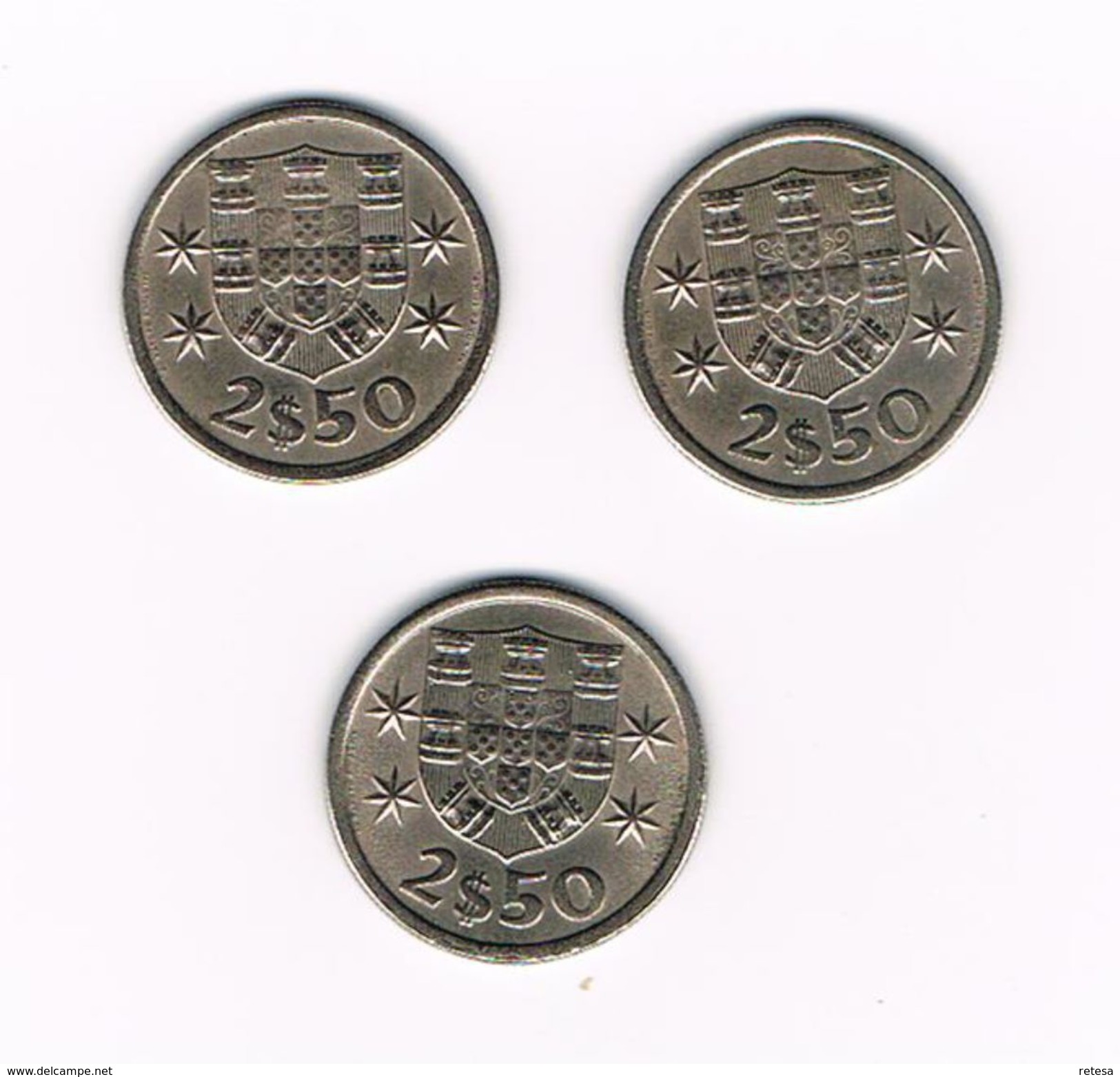 ) PORTUGAL 3 X  2 1/2  ESCUDOS  1964/1965/1966 - Portugal