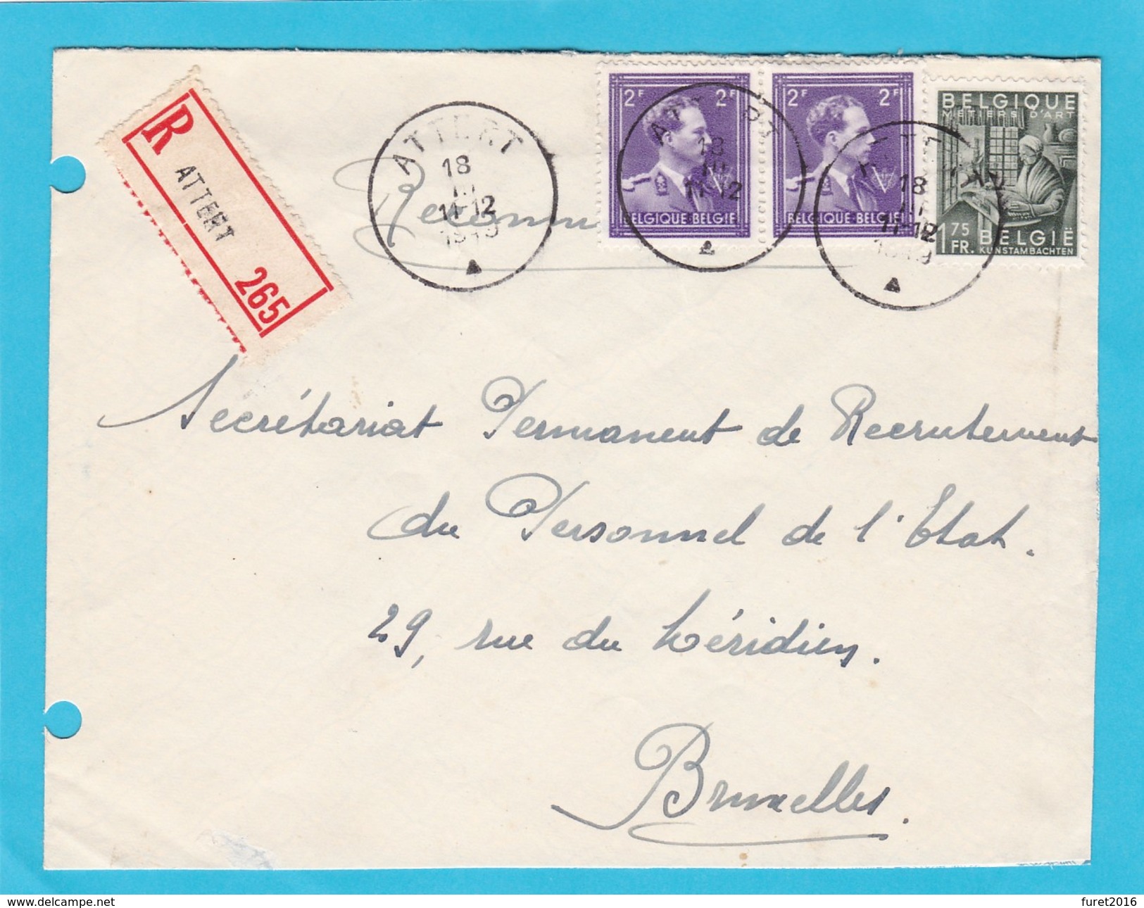 Enveloppe En Recommandé De ATTERT - 1934-1935 Leopold III