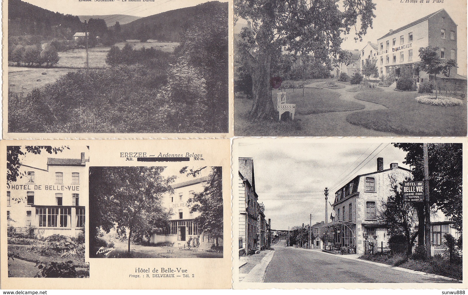 Erezée - Lot De 10 Cartes (Moulin Durdu, Hôtel Belle-Vue, La Clairière...) - Erezée