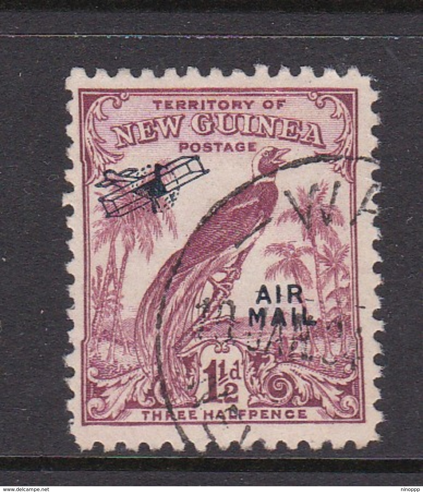 New Guinea SG 192 1932 Raggiana Bird No Date Air Mail One And Half  Penny Claret Used - Papua New Guinea