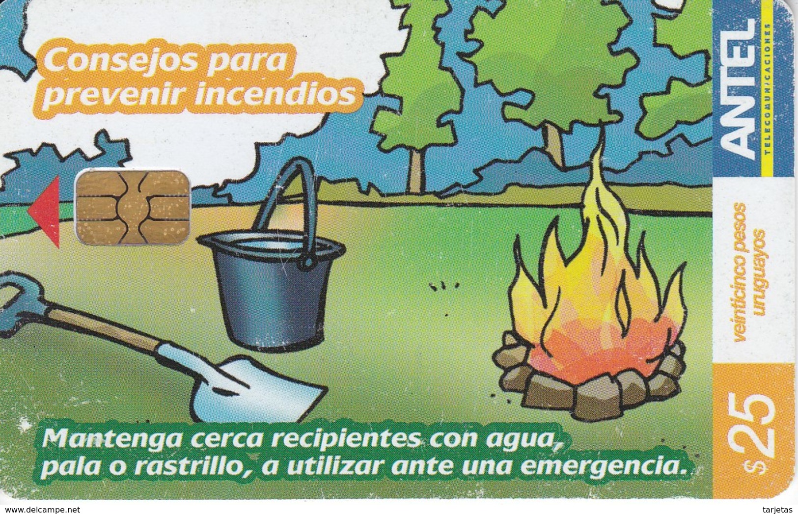 Nº 427 TARJETA DE URUGUAY DE ANTEL DE CONSEJOR PARA PREVENIR INCENDIOS (CHIP NEGRO) - Uruguay