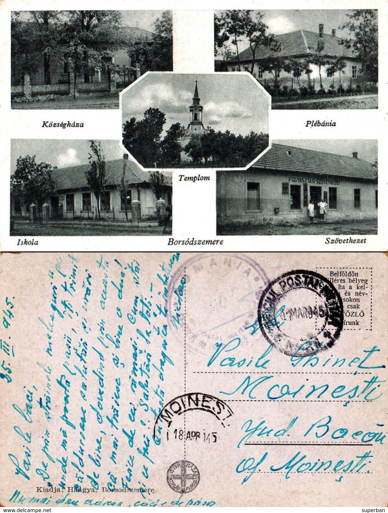 HONGRIE / HUNGARY - C. P. VOYAGÉE En 1945 : POSTE MILITAIRE - ROUMANIE / MILITARY POST - ROMANIA - WORLD WAR II (w-335) - Rumänien