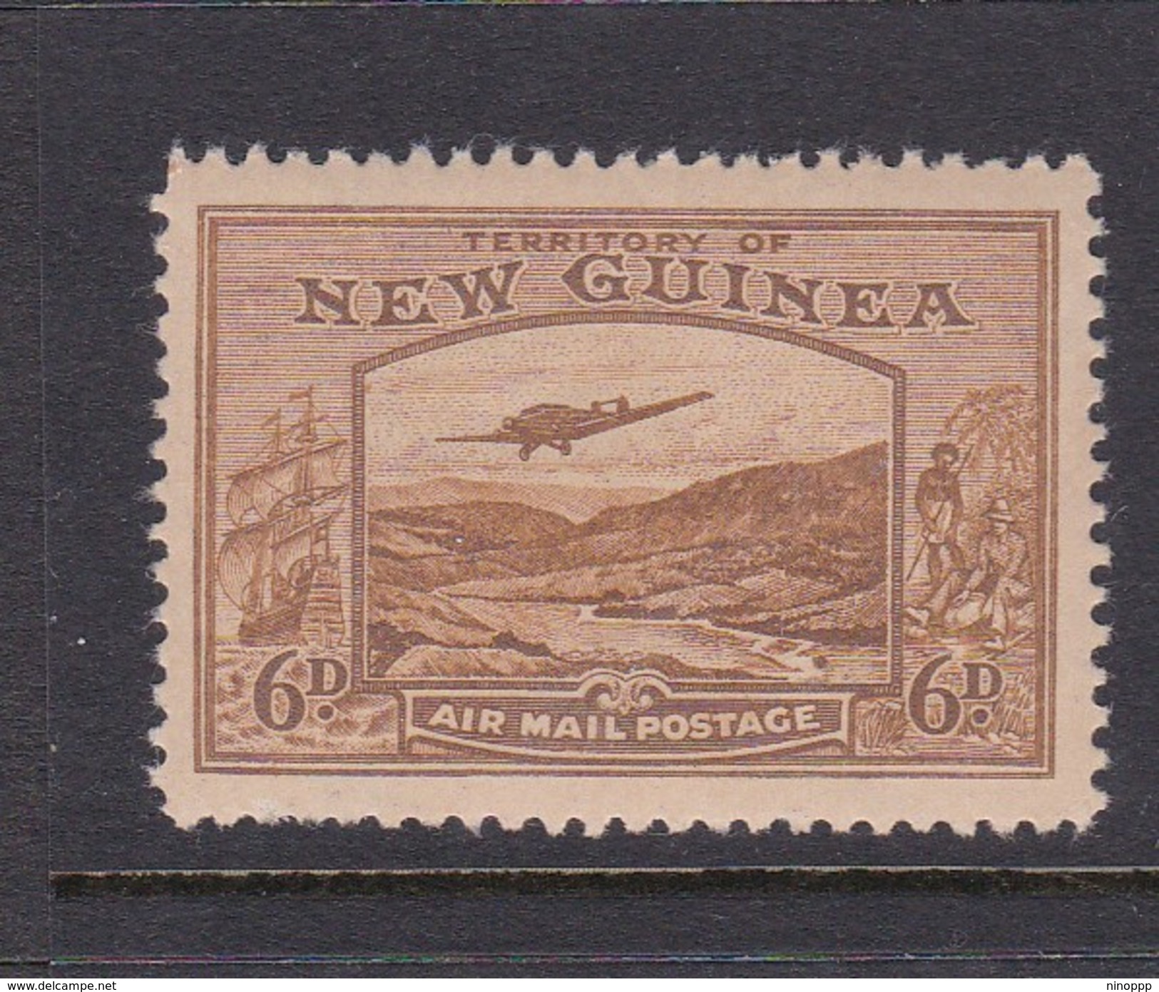 New Guinea SG 219 1939 Bulolo Goldfields Six Pennies Bistre-Brown Mint Never Hinged - Papua New Guinea