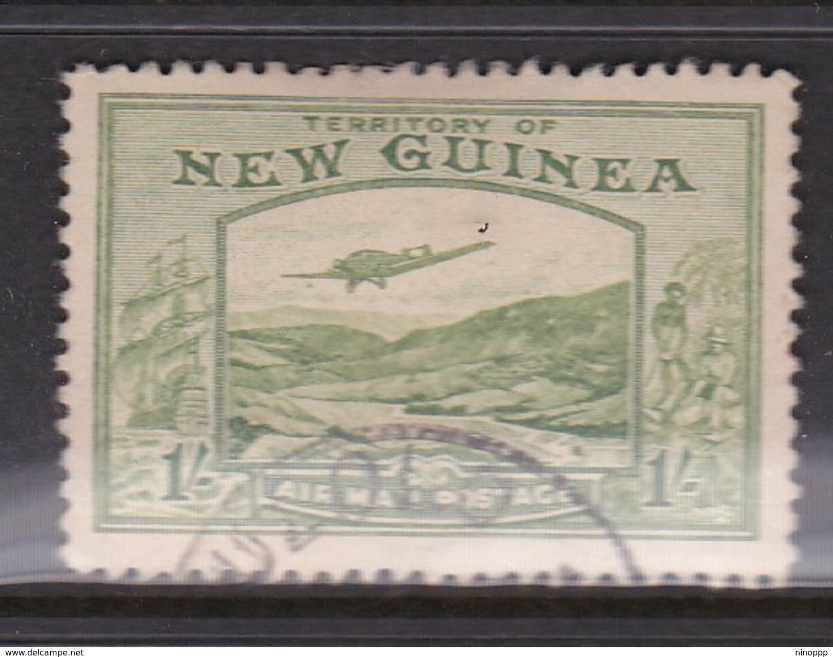 New Guinea SG 221 1939 Bulolo Goldfields One Shilling Pale Blue Green Used - Papua New Guinea