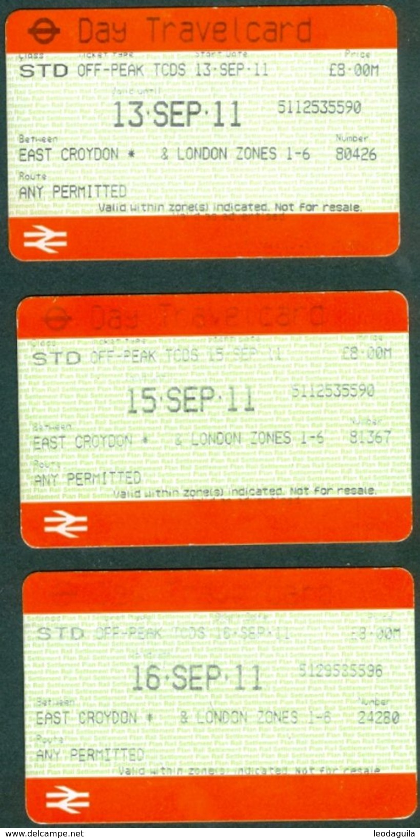 LONDON  TRAVELCARDS  -  DAY PASS   - 2011 - Europe