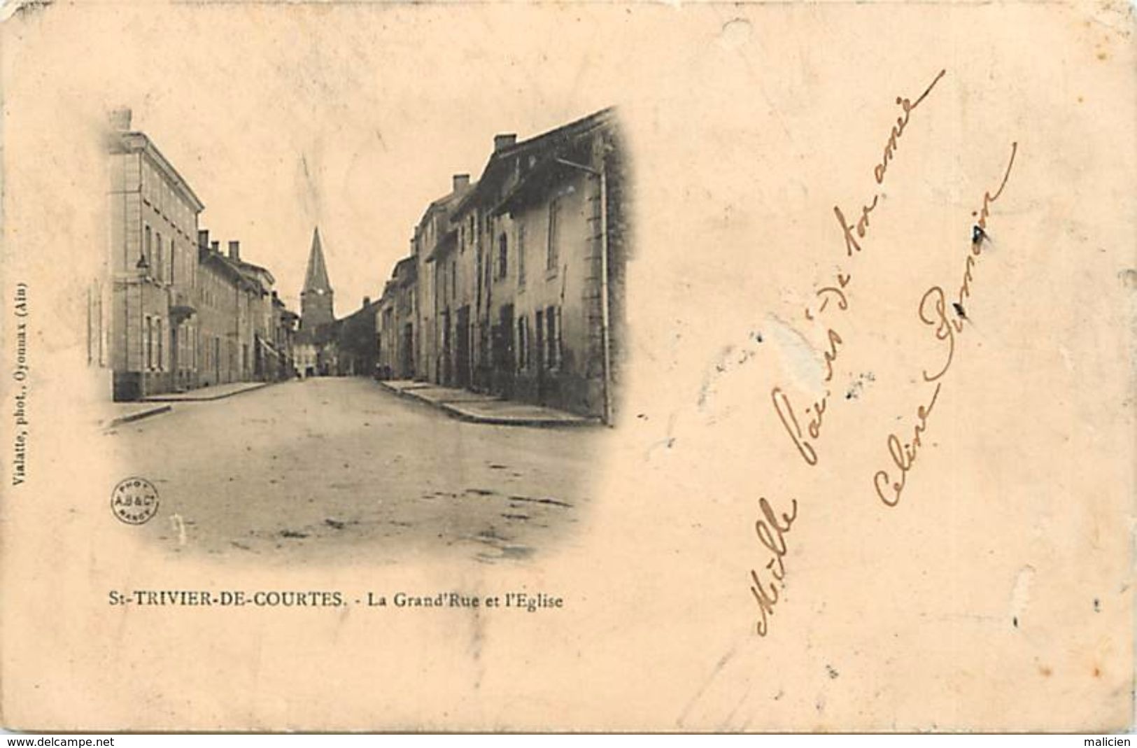 - Dpts Div.-ref-PP339- Ain - Saint Trivier De Courtes - St Trivier De Courte - Grand Rue Et Eglise - Voir Etat - - Non Classés