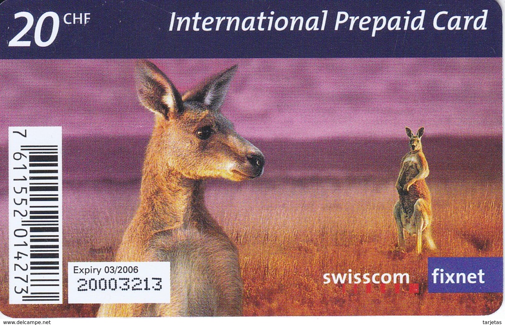 TARJETA DE SUIZA DE UN CANGURO (KANGAROO) - Suiza