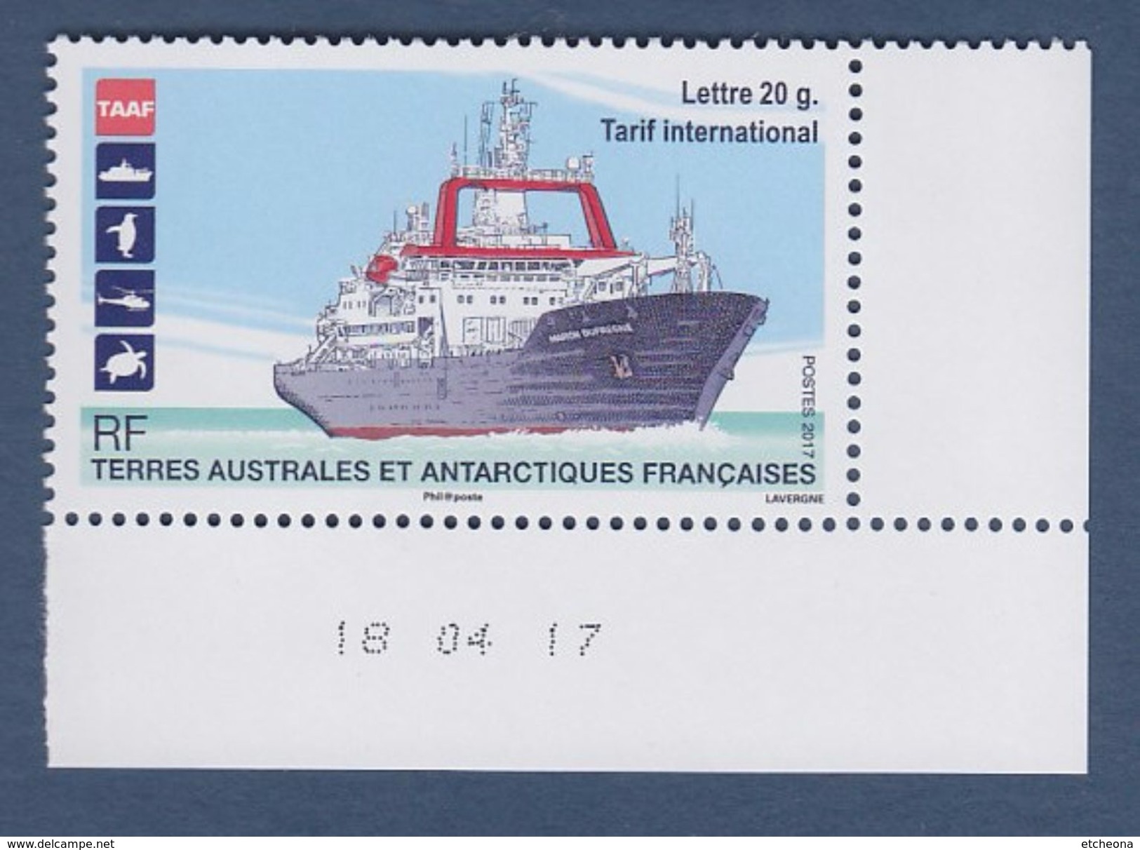 Le Marion Dufresne Terres Australes Et Antarctiques Françaises  TVP (1.24&euro;) Lettre Internationale 20g Daté 18.04.17 - Unused Stamps