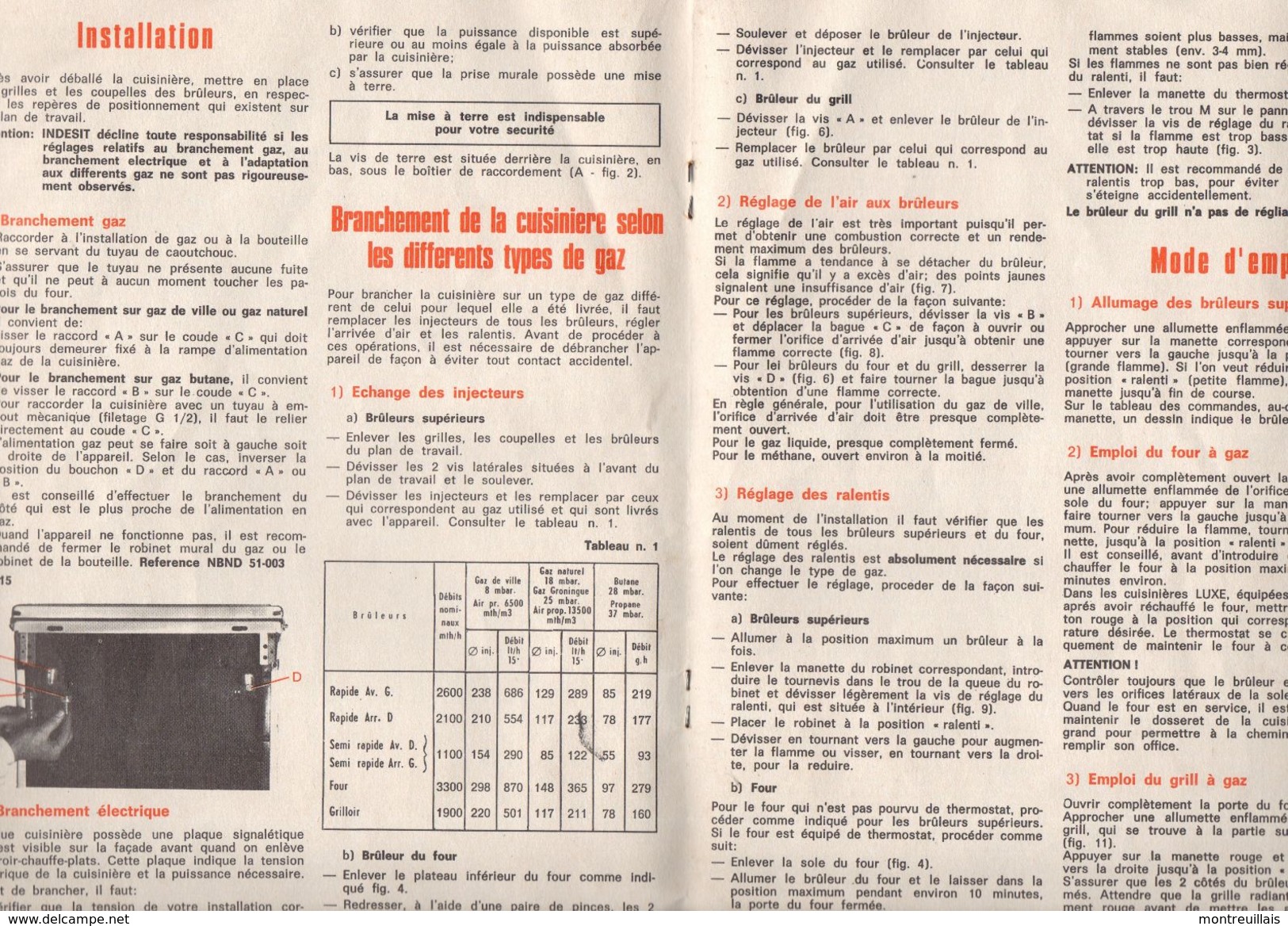 Guide D'entretien Dt D'installation De La Cuisinière INDESIT CU 53, 20 Pages, Mode D'emploi - Matériel Et Accessoires