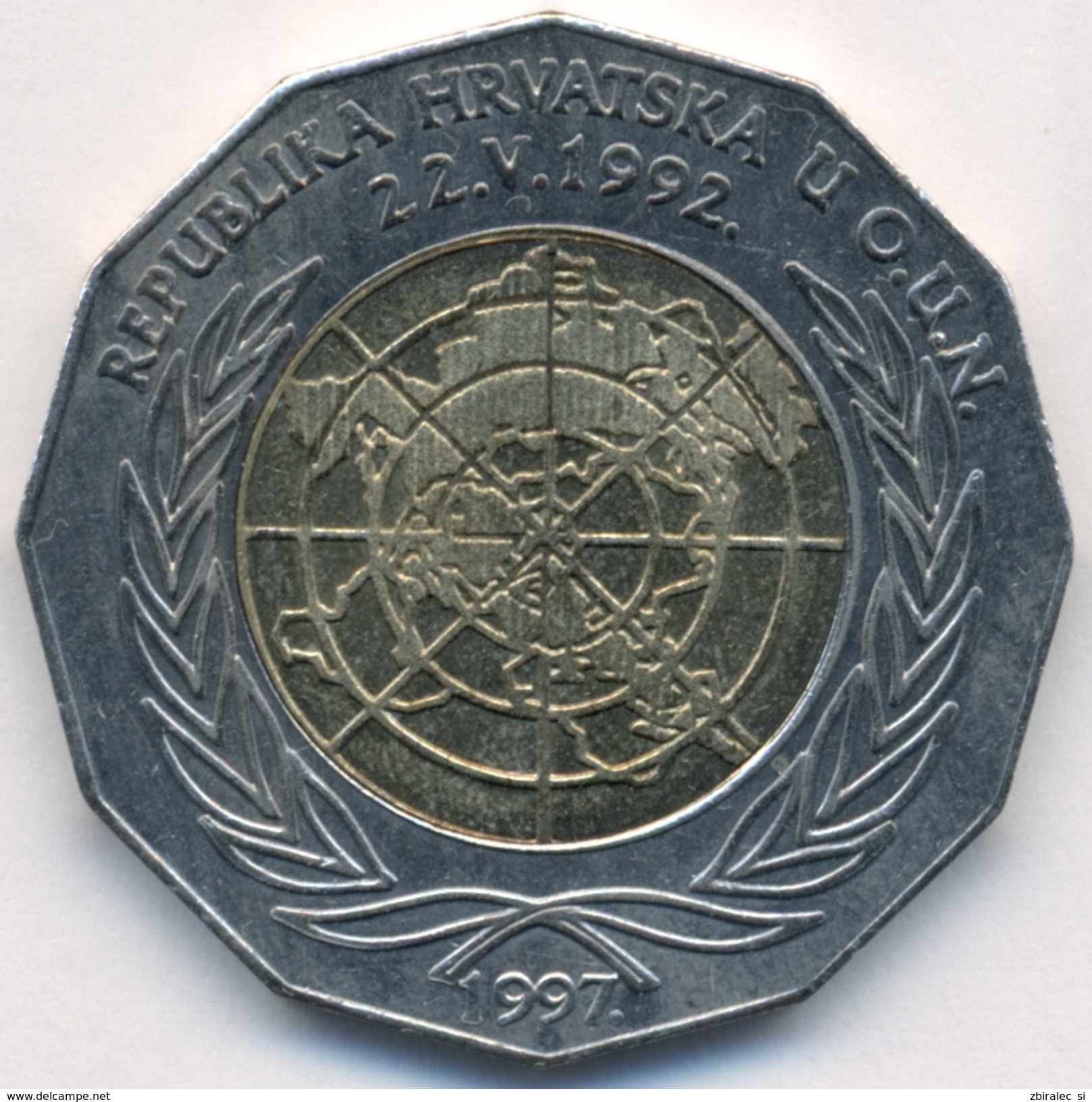 Croatia 25 Kuna 1997 "5th Anniversary - United Nations Membership" UNC Bimetal Coin (KM# 48) - Croatia