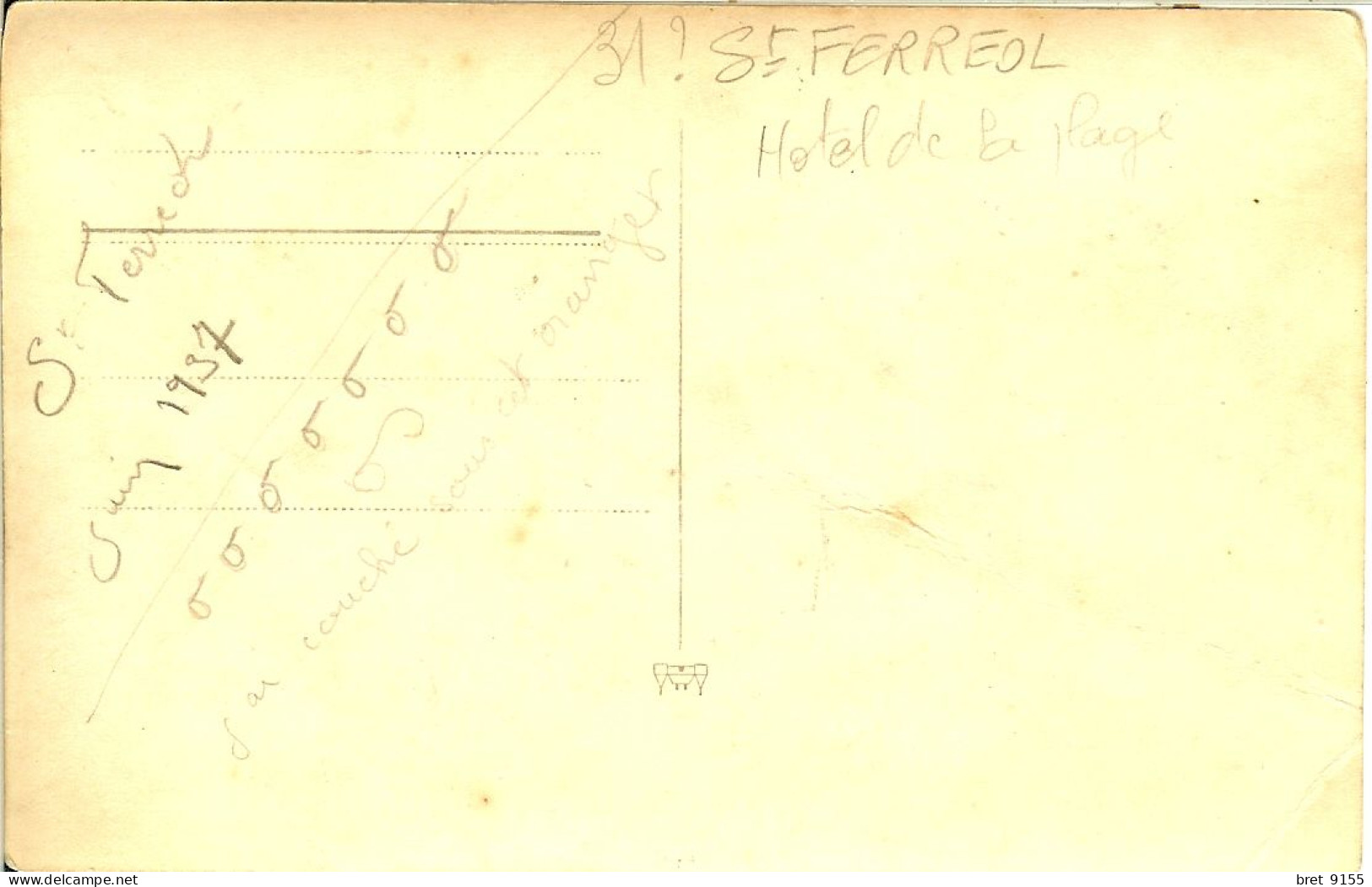 ST FERREOL HOTEL DE LA PLAGE CARTE PHOTO EN 1937 GROSSE ANIMATION - Fotos