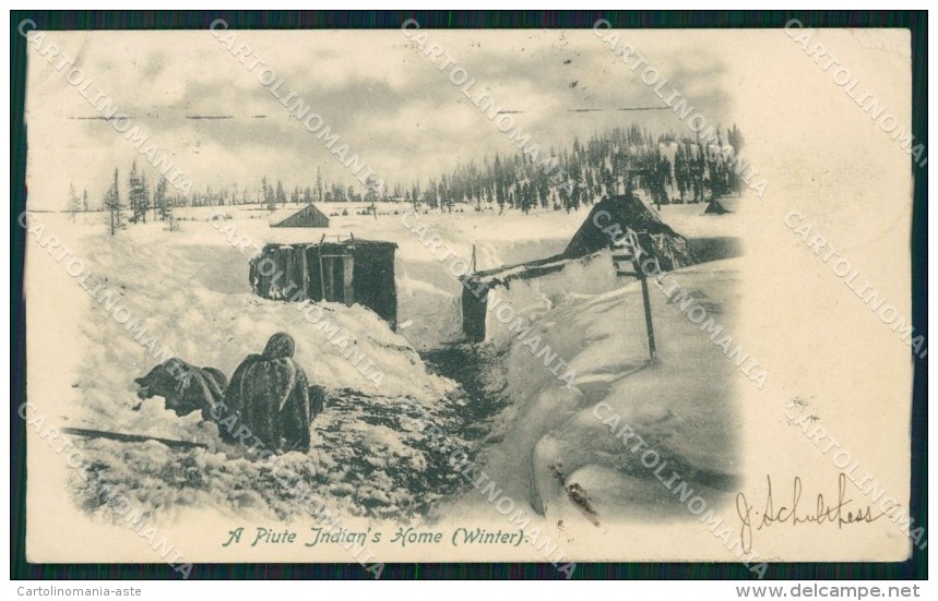 Indiana Americana A Piute Indians Home Winter CORNER CREASED Postcard XC4571 - Native Americans