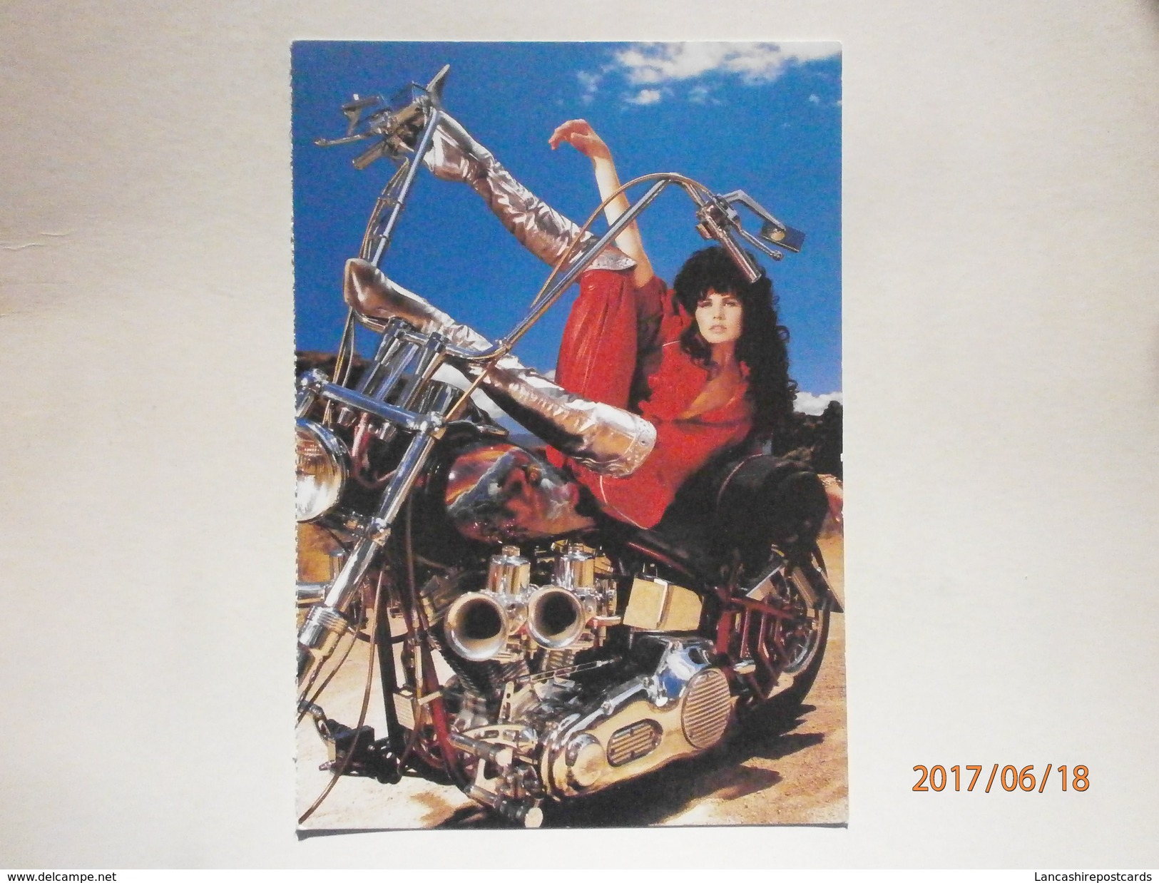 Postcard Chopper Motorcycle Motorbike With Reclining Model An FHM Magazine Card My Ref B21358 - Motorbikes