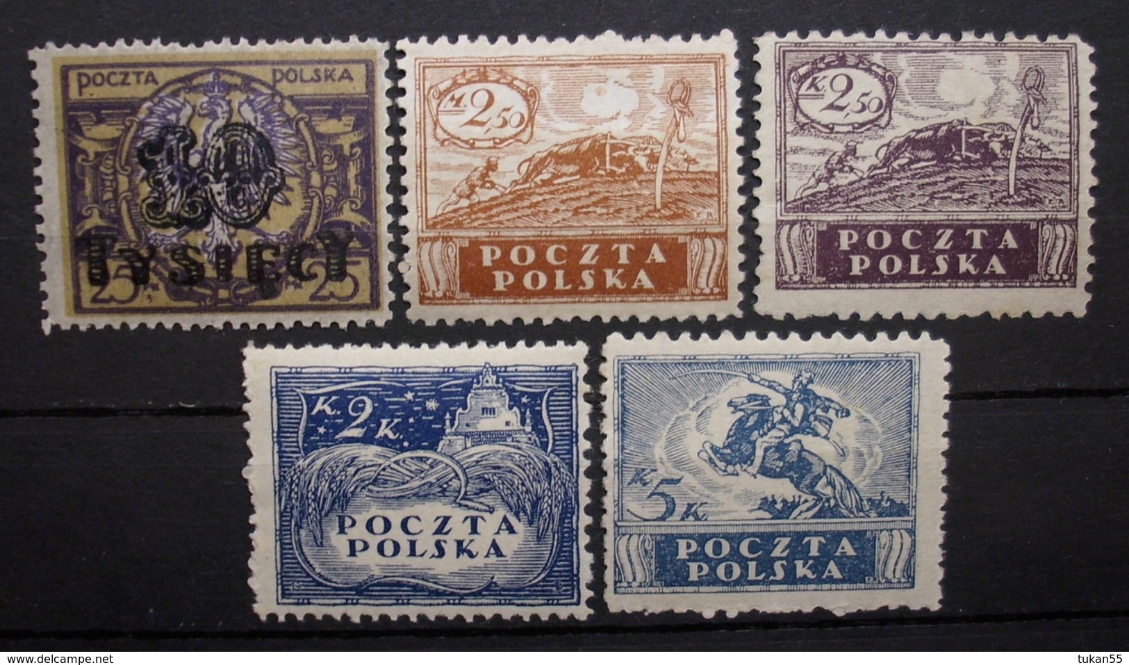 Polen Markenlot 1919 - 1923 **Mi.Nr.185,99,87,86,88 KW 85,- Postfrisch    (B53) - Ungebraucht