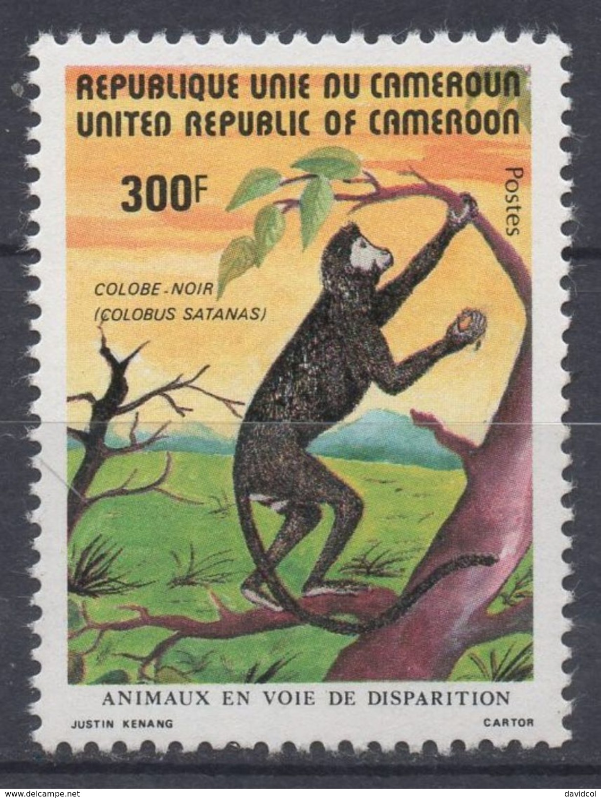 R084.-. CAMERUN - 1982 - SC#: 718  - MNH - BLACK COLOBUS - COLOBUS SATANAS - Gorilas