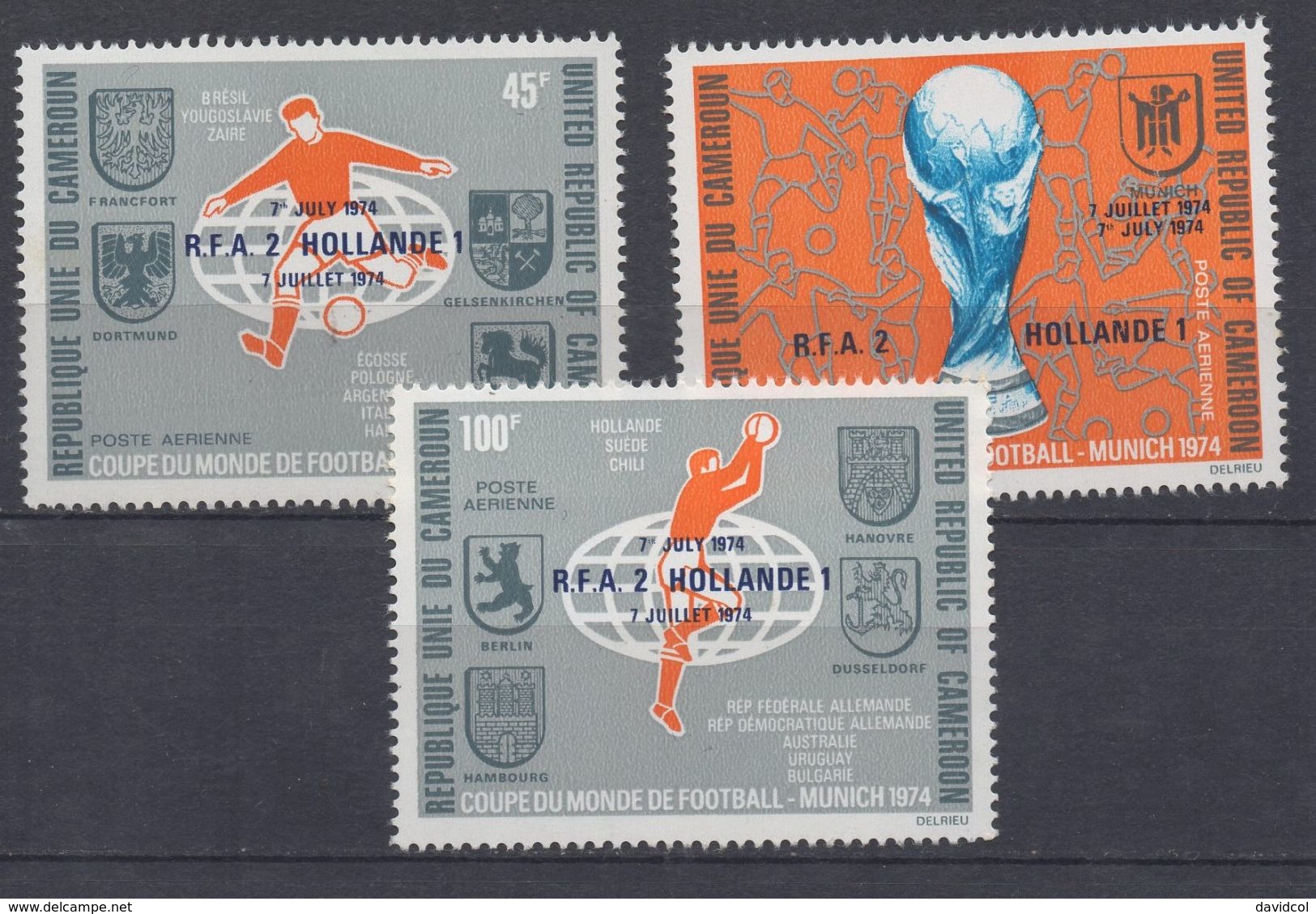 R089.-. CAMERUN - 1974 - SC#: C215-C217 - MNH - WORLD CUP MUNICH´74 - 1974 – Alemania Occidental