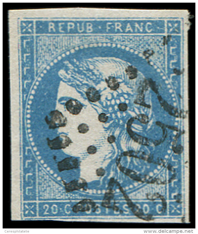 44B  20c. Bleu, T I R II, Petite Marge En Bas, Obl. GC 2502, TB - Sonstige & Ohne Zuordnung