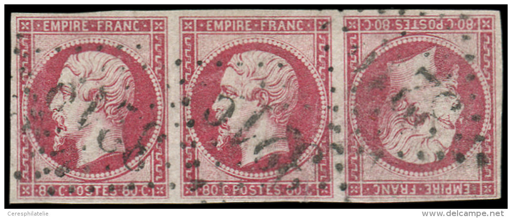 T17Bc 80c. Rose, TETE-BECHE Dans Une BANDE De 3, Petite Froiss. S. Le 1er Et Le 3e T., Obl. GC 3219, Aspect TB - Autres & Non Classés