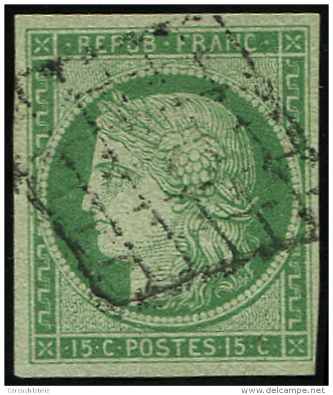 2    15c. Vert, Obl. GRILLE, TB - Autres & Non Classés