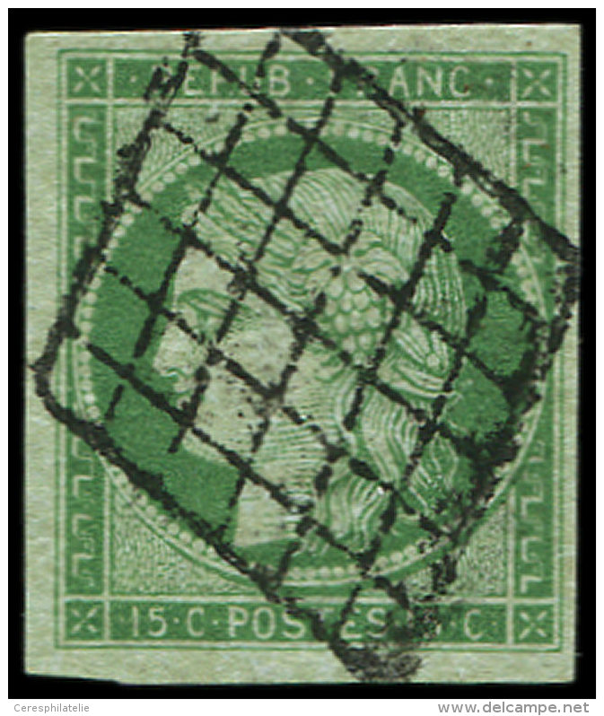 2    15c. Vert, Obl. GRILLE, Marges &eacute;normes, TTB - Sonstige & Ohne Zuordnung