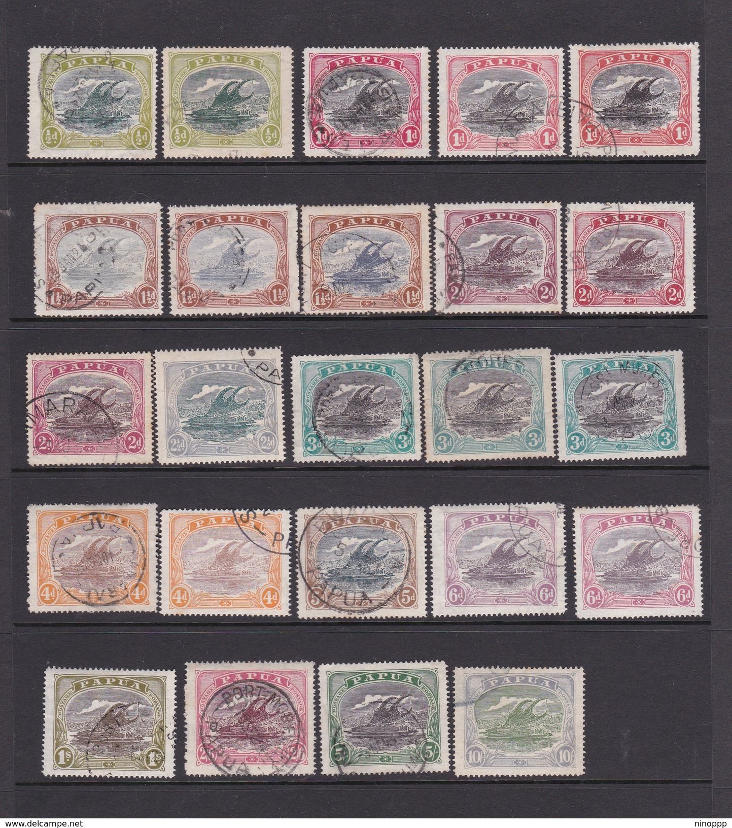 Papua SG 93-105 1916-31 Lakatoi  Used Set - Papua Nuova Guinea