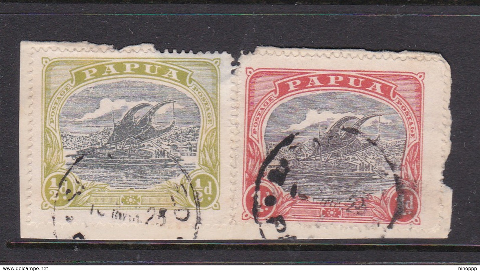 Papua SG 94-95 1916-31 Lakatoi Stamps On Piece Used - Papua New Guinea