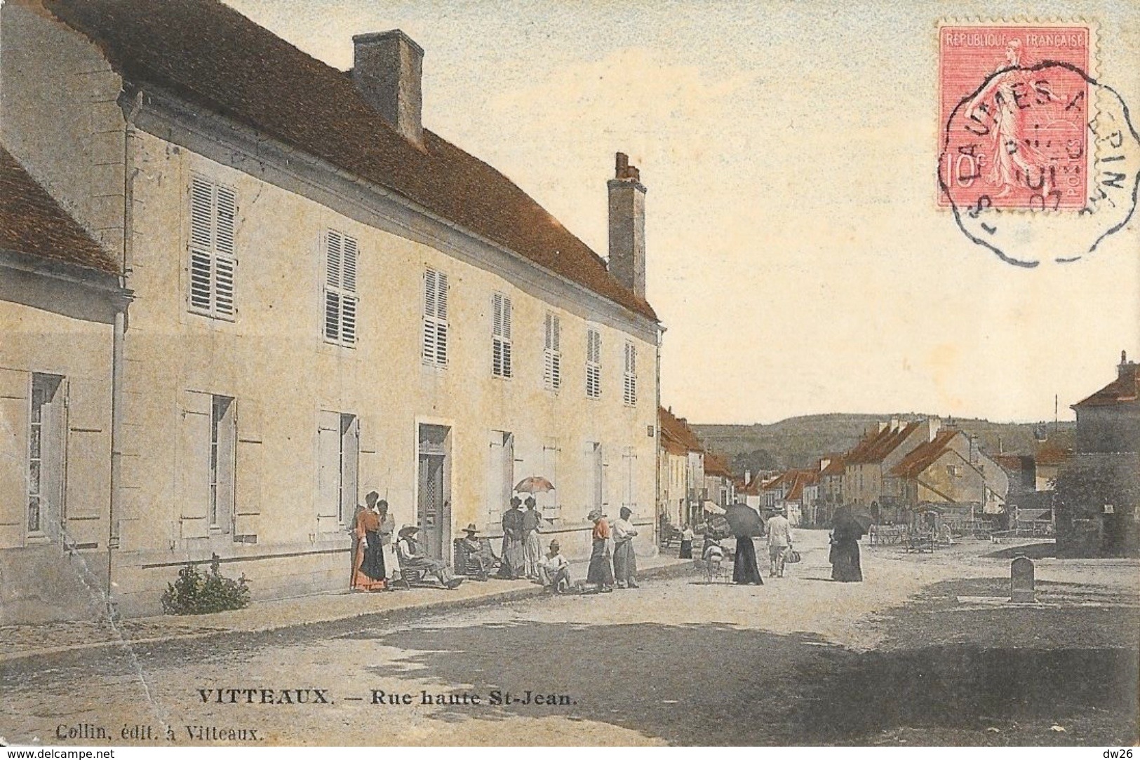 Vitteaux (Côte D'Or) - Rue Haute St Saint Jean - Edition Collin - Carte Colorisée - Autres & Non Classés