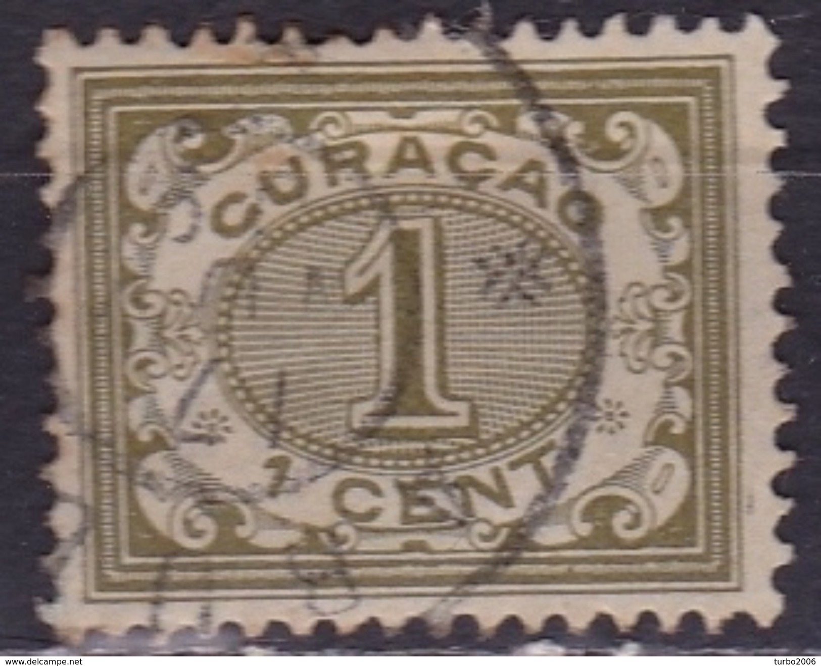 Curacao 1904-08 Cijfer 1 Cent Olijfgroen NVPH 29 - Curaçao, Nederlandse Antillen, Aruba