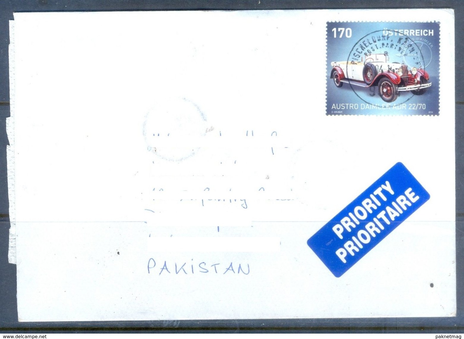 D563- Used Cover Post To Pakistan From Austria.Car. Transport. - Other & Unclassified
