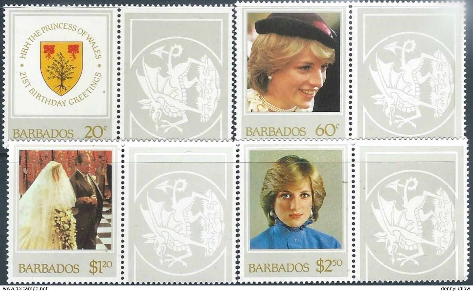 Barbados  1982    Sc#585-8  Diana Set  MNH**   2016 Scott Value $3.40 - Barbados (1966-...)