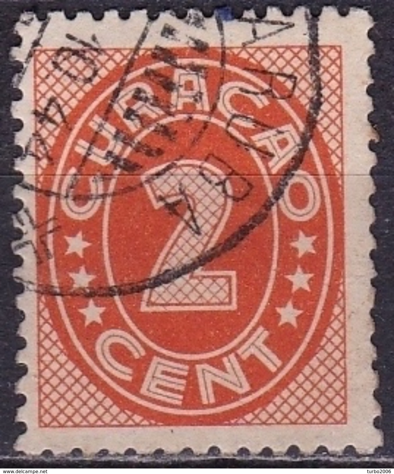 CURACAO 1942 Cijfer Indische Druk 2 Cent Oranje NVPH 155 - Curaçao, Nederlandse Antillen, Aruba