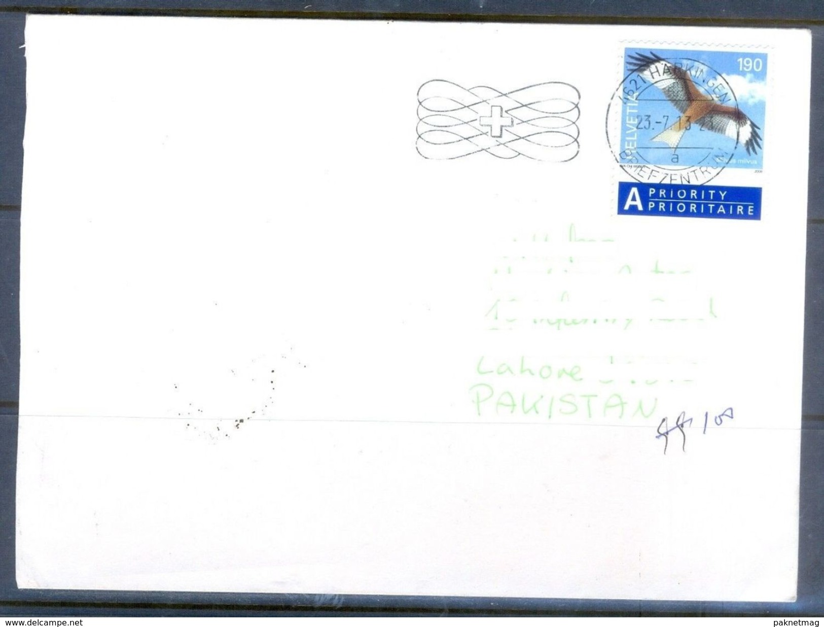 D592- Used Cover Post To Pakistan From Switzerland. Helvetia. Birds - Other & Unclassified