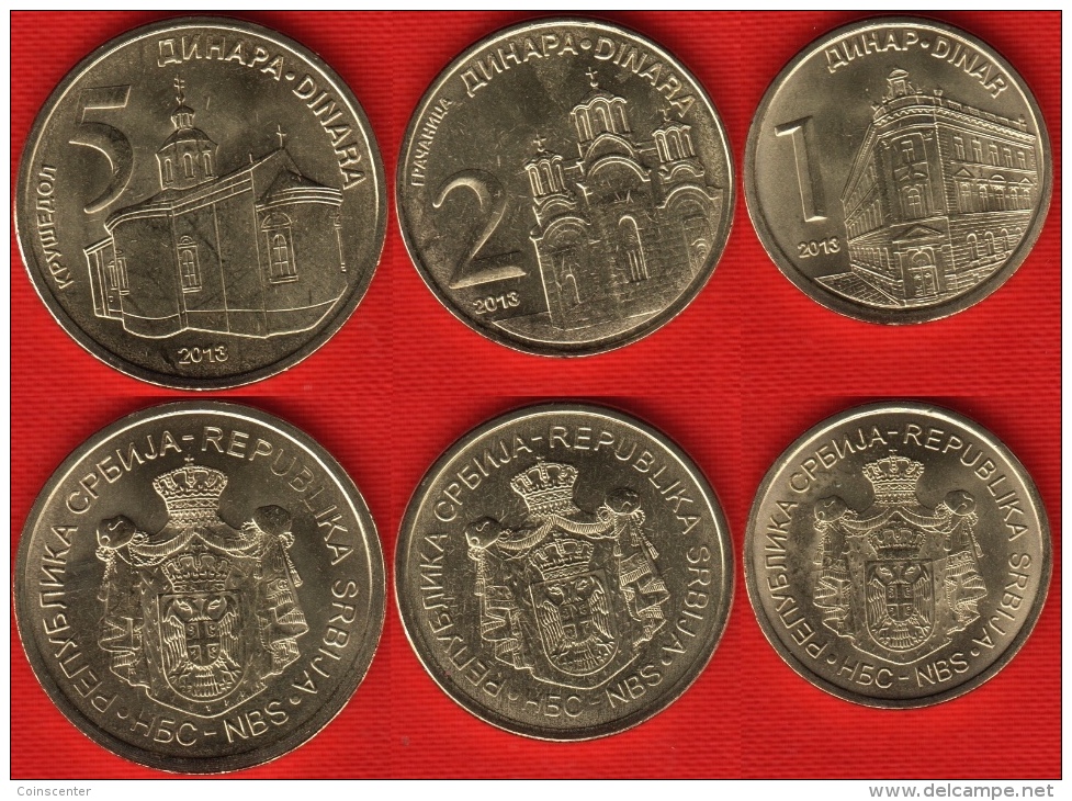 Serbia Set Of 3 Coins: 1 - 5 Dinara 2013 UNC - Serbie