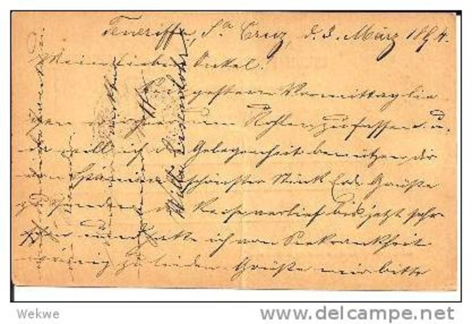 Ec018a/ SPANIEN -  Santa Cruz, Teneriffa 1894, Plattenfehler Direcccion (3 X C) - 1850-1931