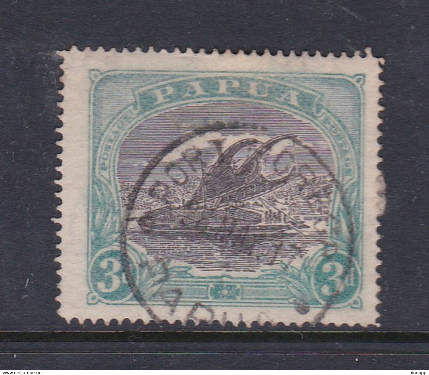 Papua SG 98 1916-31 Lakatoi 3d Black And Bright Blue Green Used - Papoea-Nieuw-Guinea