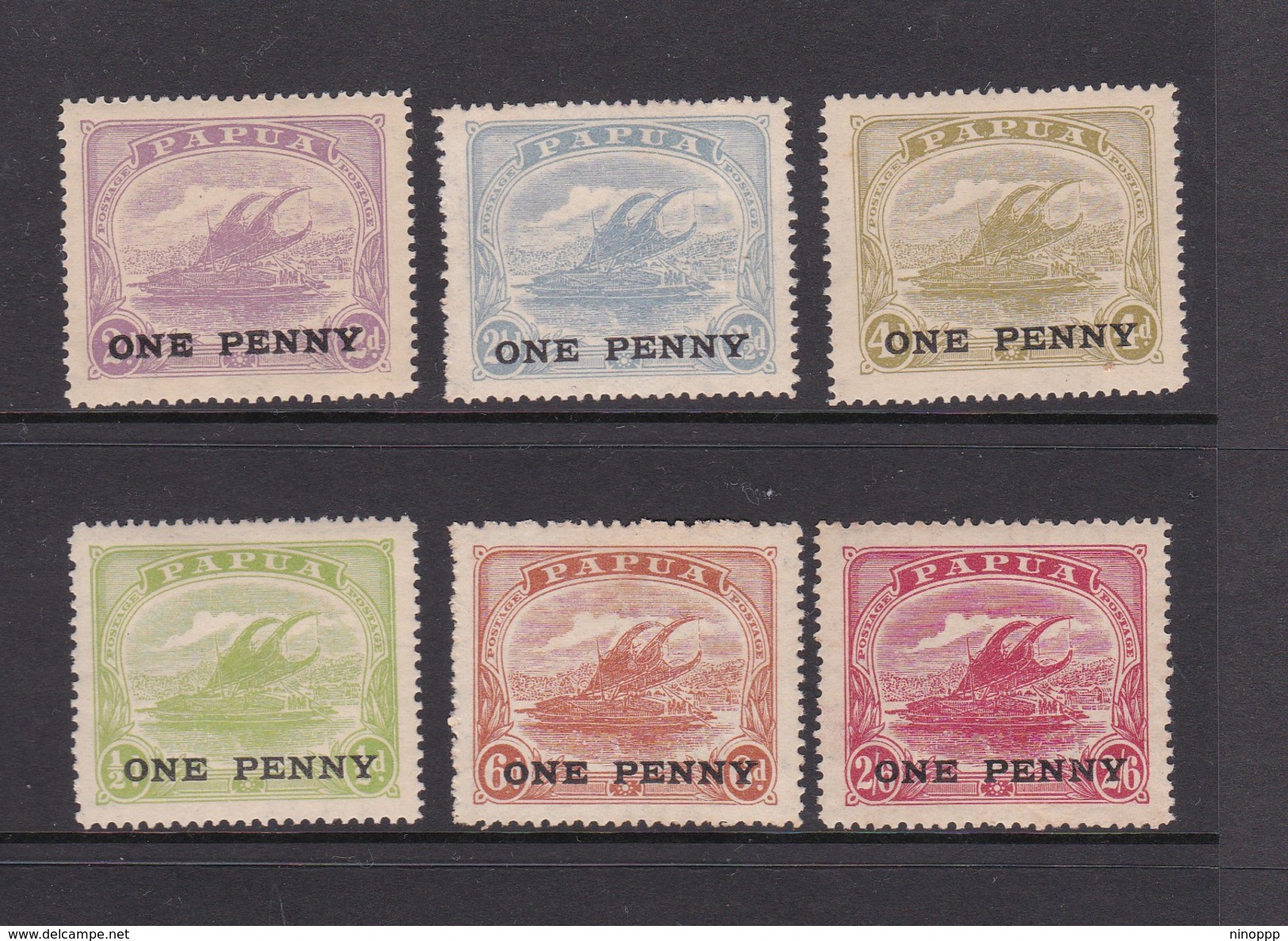 Papua SG 106-111 1917 Lakatoi Overprinted One Penny Mint Hinged - Papua Nuova Guinea