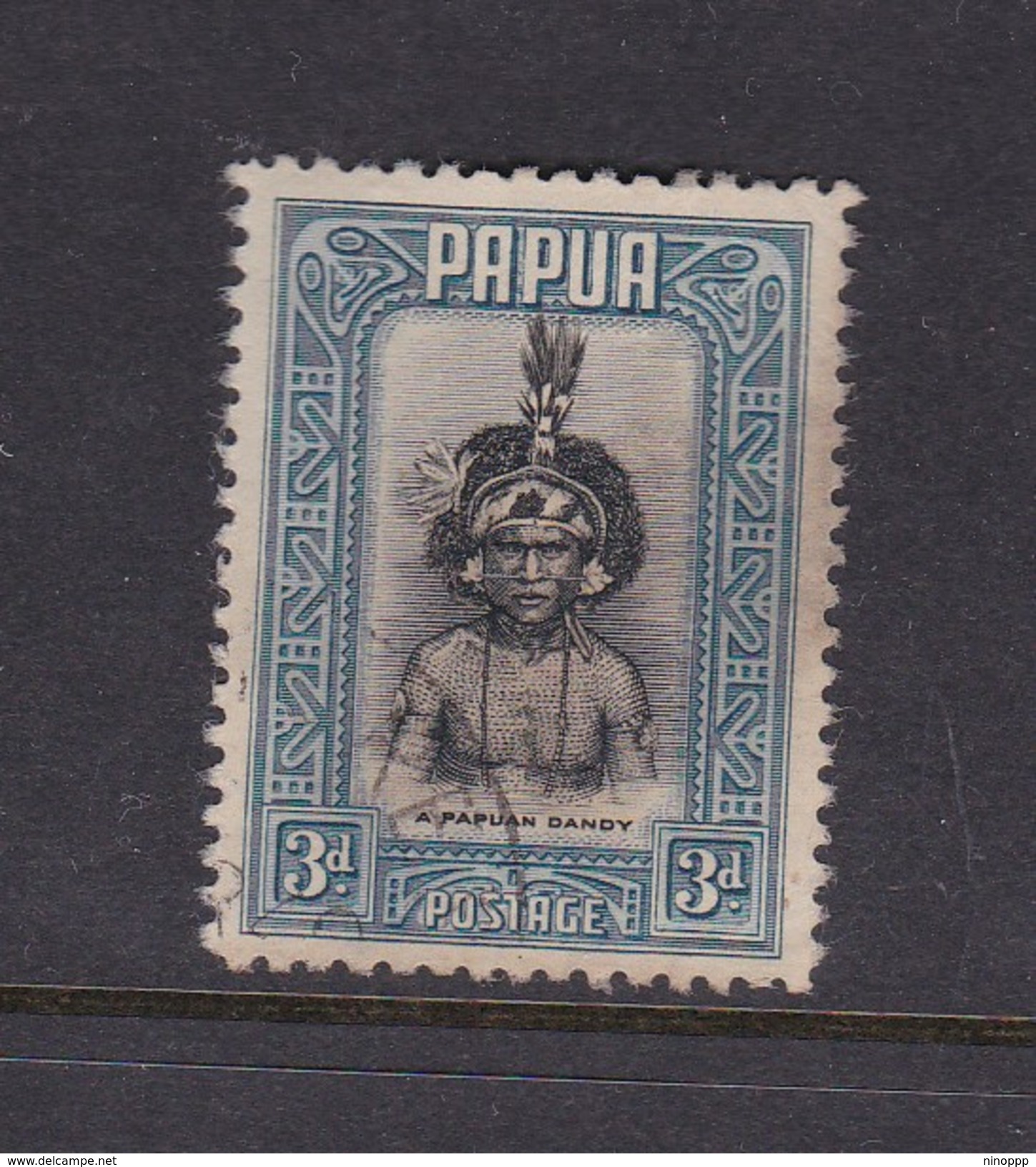 Papua SG 134 1932 Definitives 3d Papuan Dandy Used - Papoea-Nieuw-Guinea