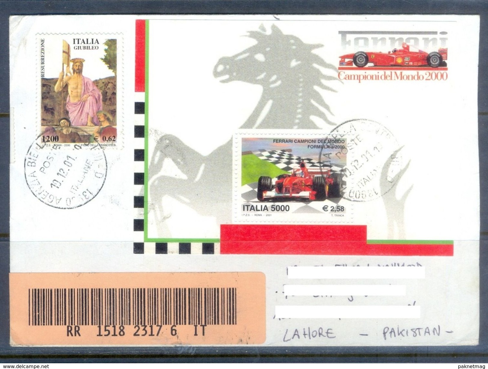 D653- Cover Posted From Italy To Pakistan. Cars. Transport. - Unclassified