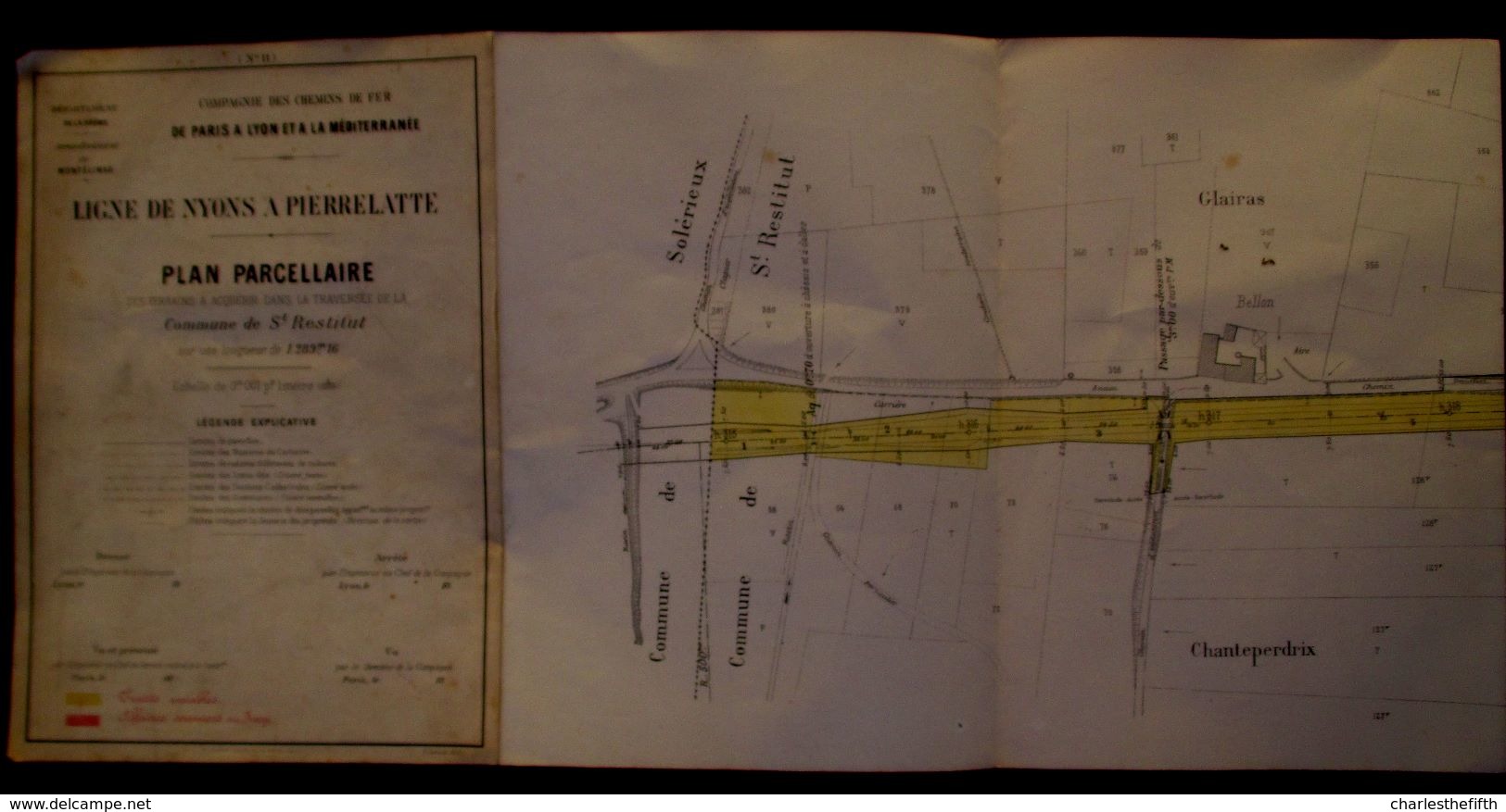 1897 PLAN PARCELLAIRE  CHEMIN DE FER > PARIS A LYON > MEDITERRANEE  COMMUNE DE St - RESTITUT ( St - Paul 3 Chateaux ) - Historische Dokumente