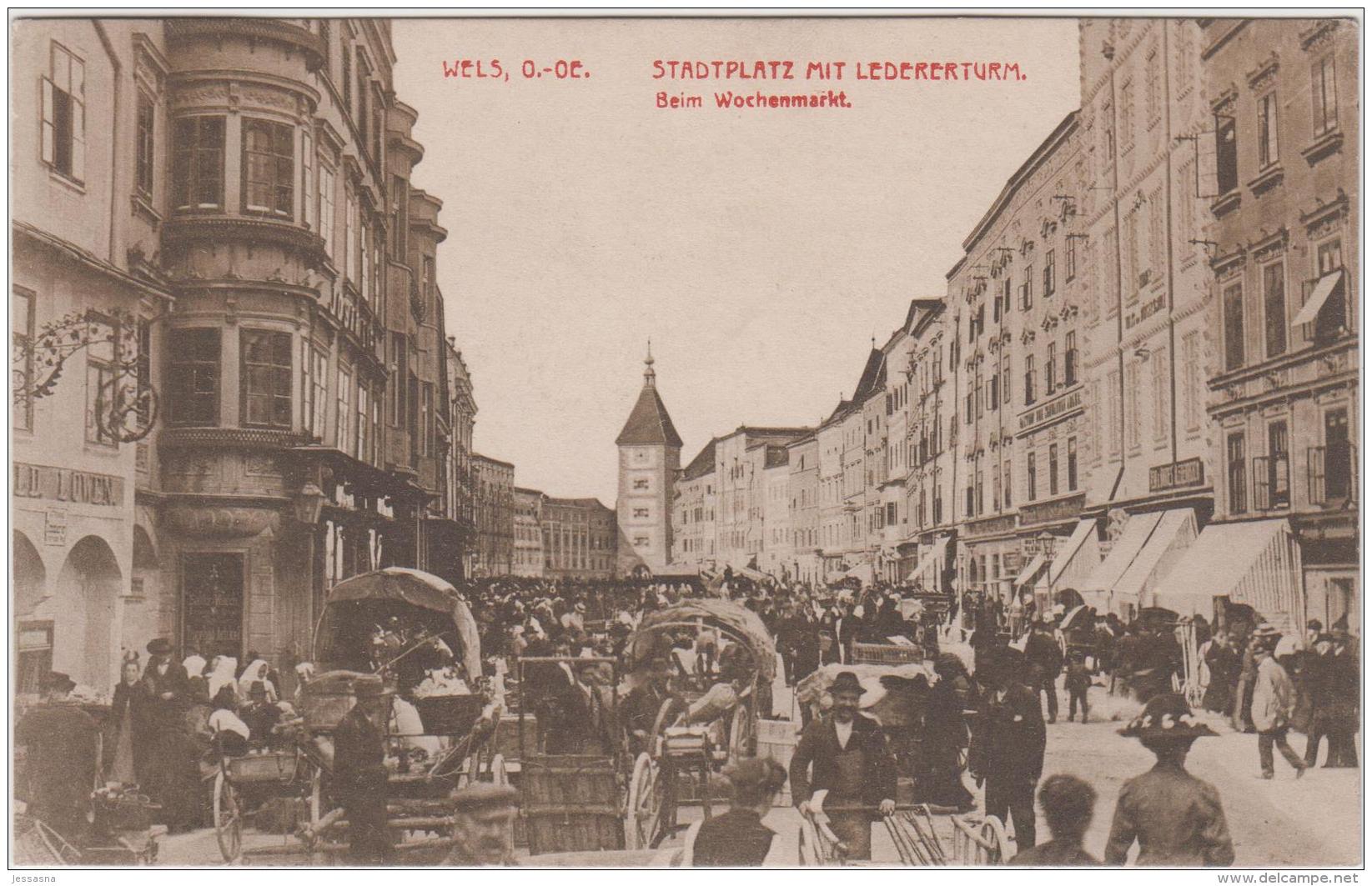 AK - OÖ - Wels - Strassenansicht - Wochenmarkt - 1918 - Wels