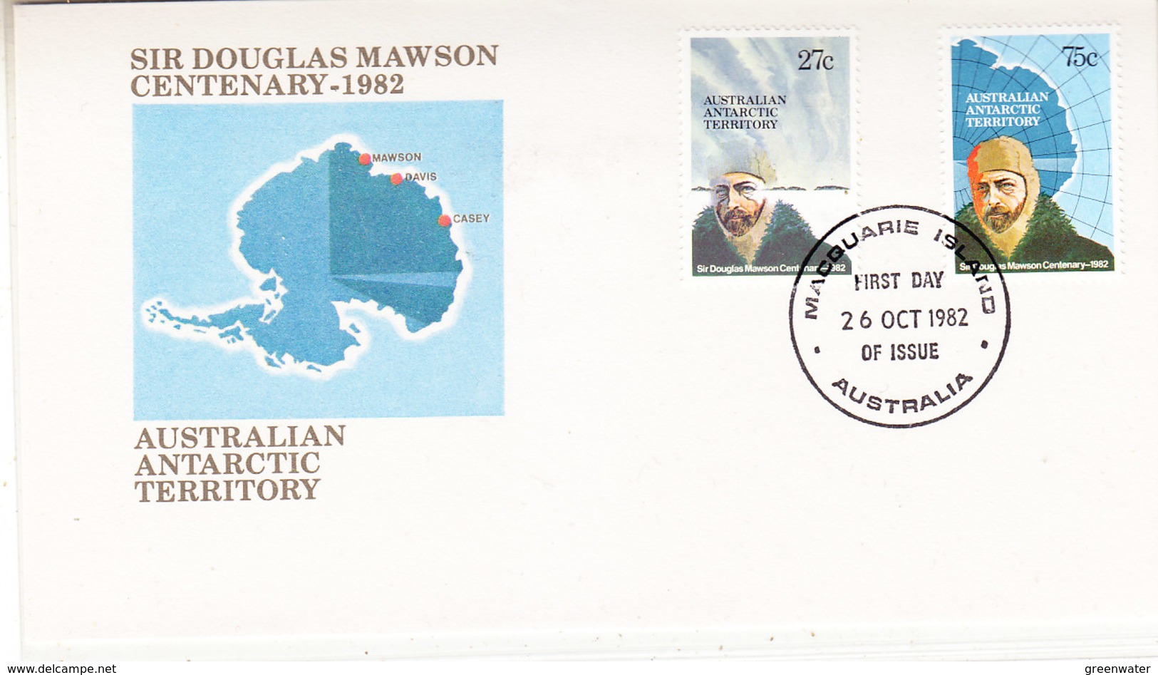 AAT 1982 Sir Douglas Mawson 2v FDC Maquarie Isld 26 Oct 1982 (36279) - FDC