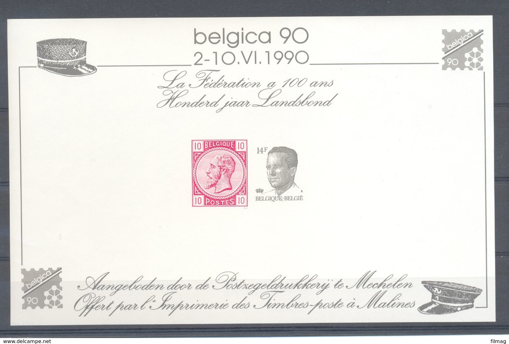 BELGICA 1990 HERINNERINGSVELLETJE POSTFRIS** - Ungebraucht