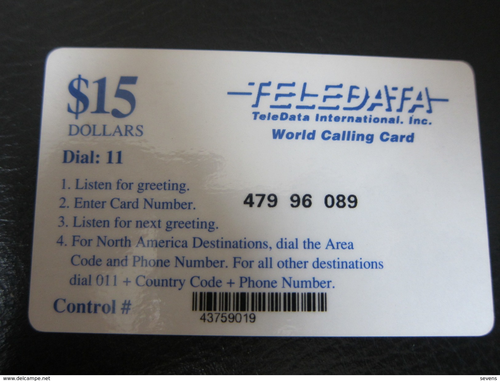 TeleDate World Call Remote Phonecard, 15$ Facevalue And Text In Blue Color,used For U.N. Force In Angola - Angola