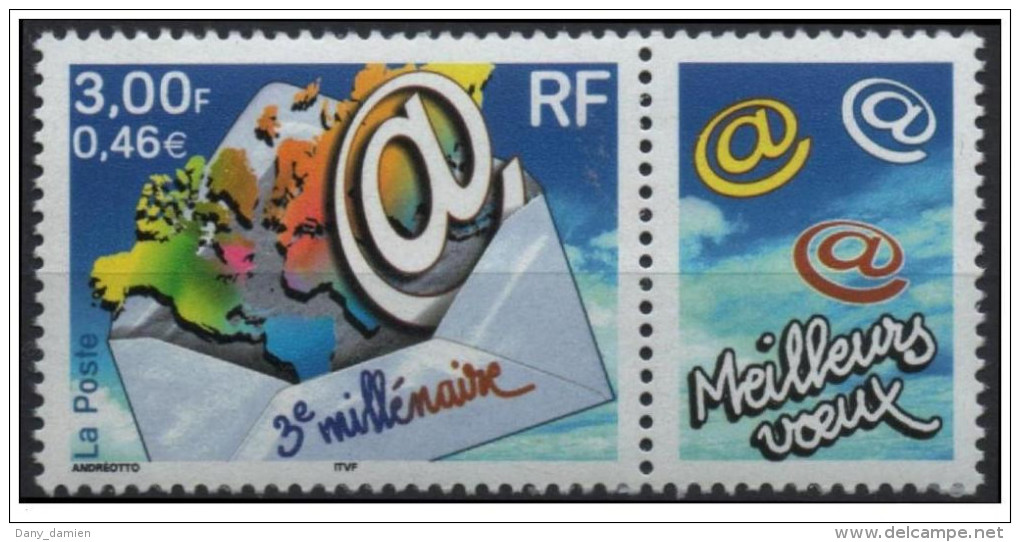 France - YT 3365 - 3ème Millénaire - Pli Avec Carte Du Monde (2000) - Neufs