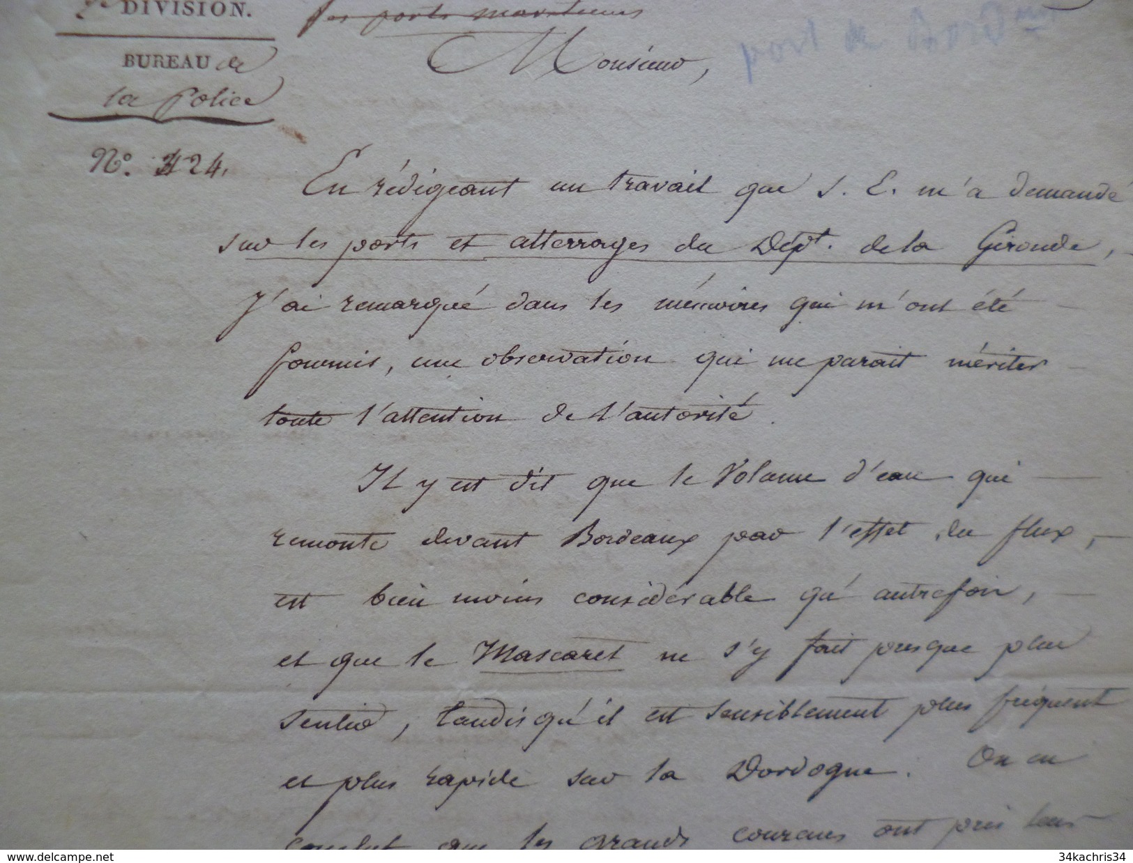 Bordeaux 30/11/1809 LAS Autographe à Propos De L'évolution Du Phénomène Du Mascaret 4 Pages A4 - Documents Historiques